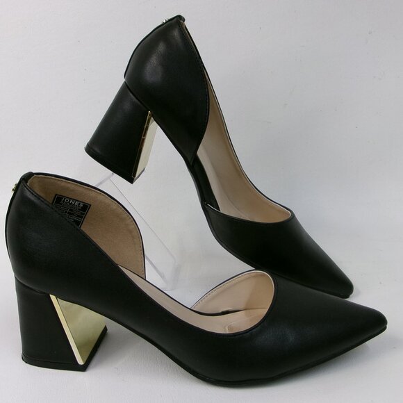 Jones New York Black Candora‎ Block Heels w/ Gold Accents 7.5 - Picture 1 of 6